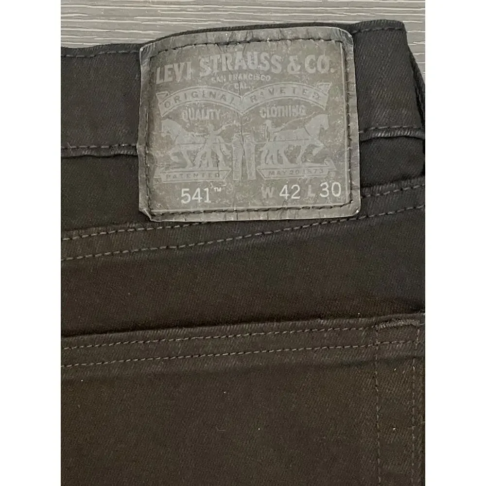 New Levis 541 Taper Jeans 42 x 30 Soft Black Stretch Measure 44/30